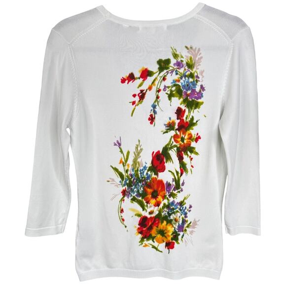 VERTIGO PARIS S Floral Beaded Sequined Cardigan Vibrant Abstract Y2K Art To Wear - Picture 2 of 16